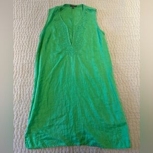 Chelsea & Theodore Kelly Green 100% Linen Shift Dress, EUC Size L
